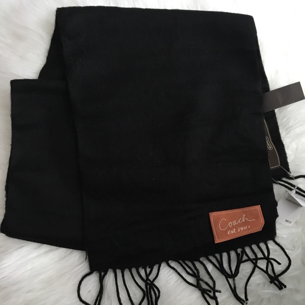 COACH Black Cashmere Wool Scarf